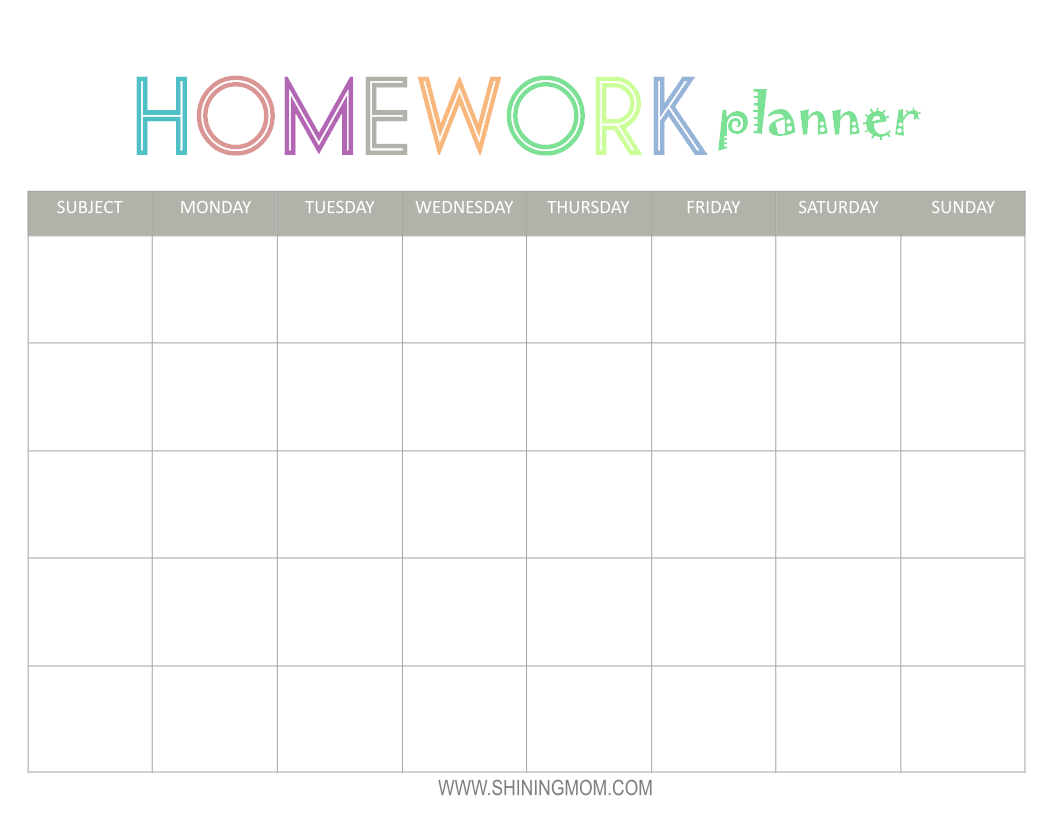 Pre k monthly homework calendar
