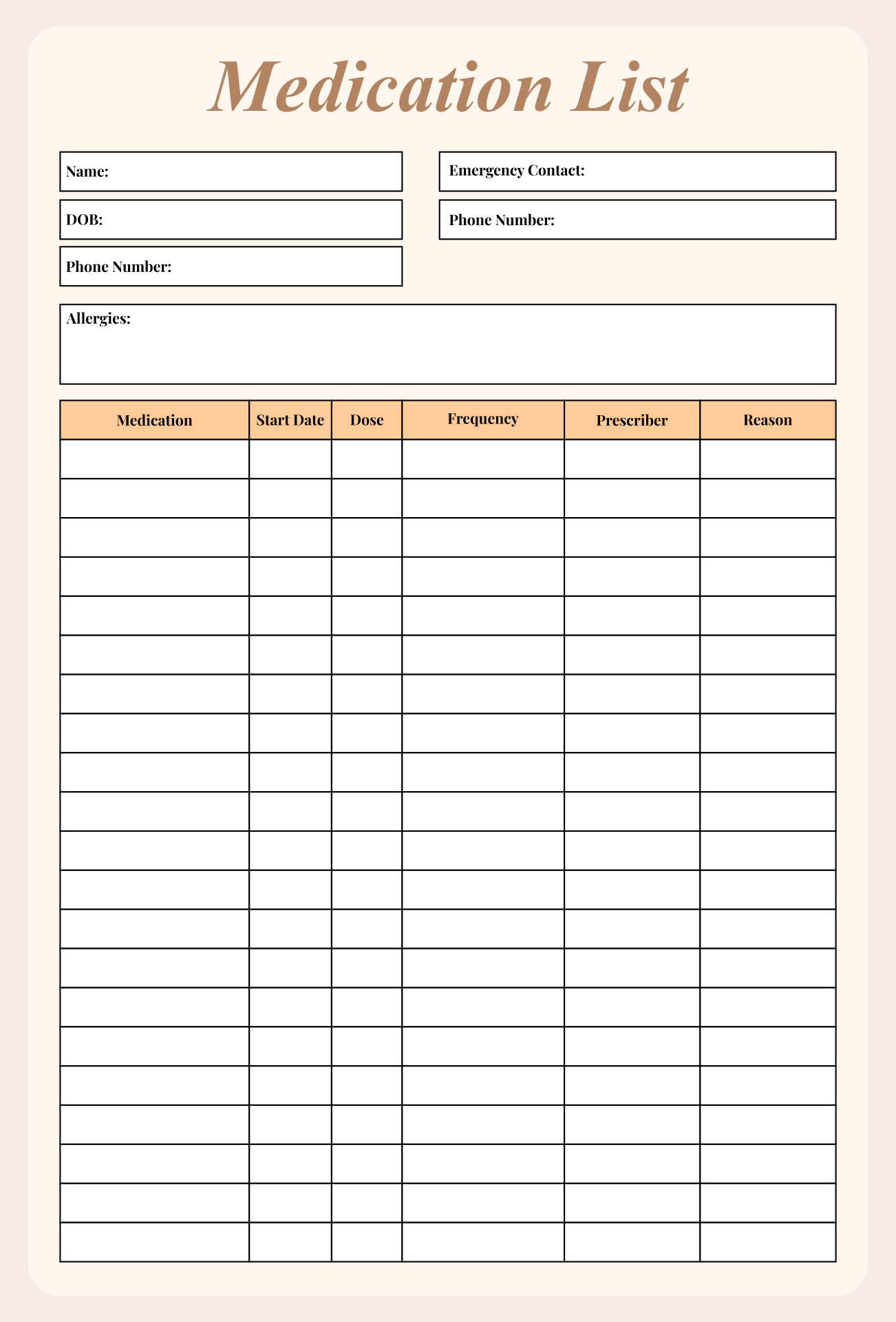 Free Printable Medication List Template from www.printablee.com