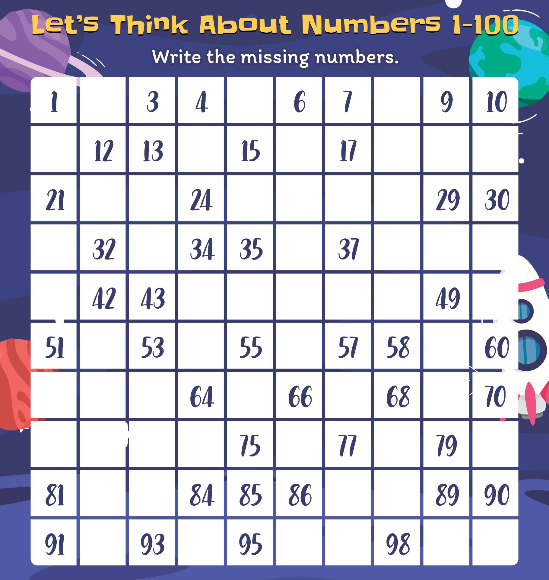 6 Best Images of Number Sheets 1 To 100 Printable ...