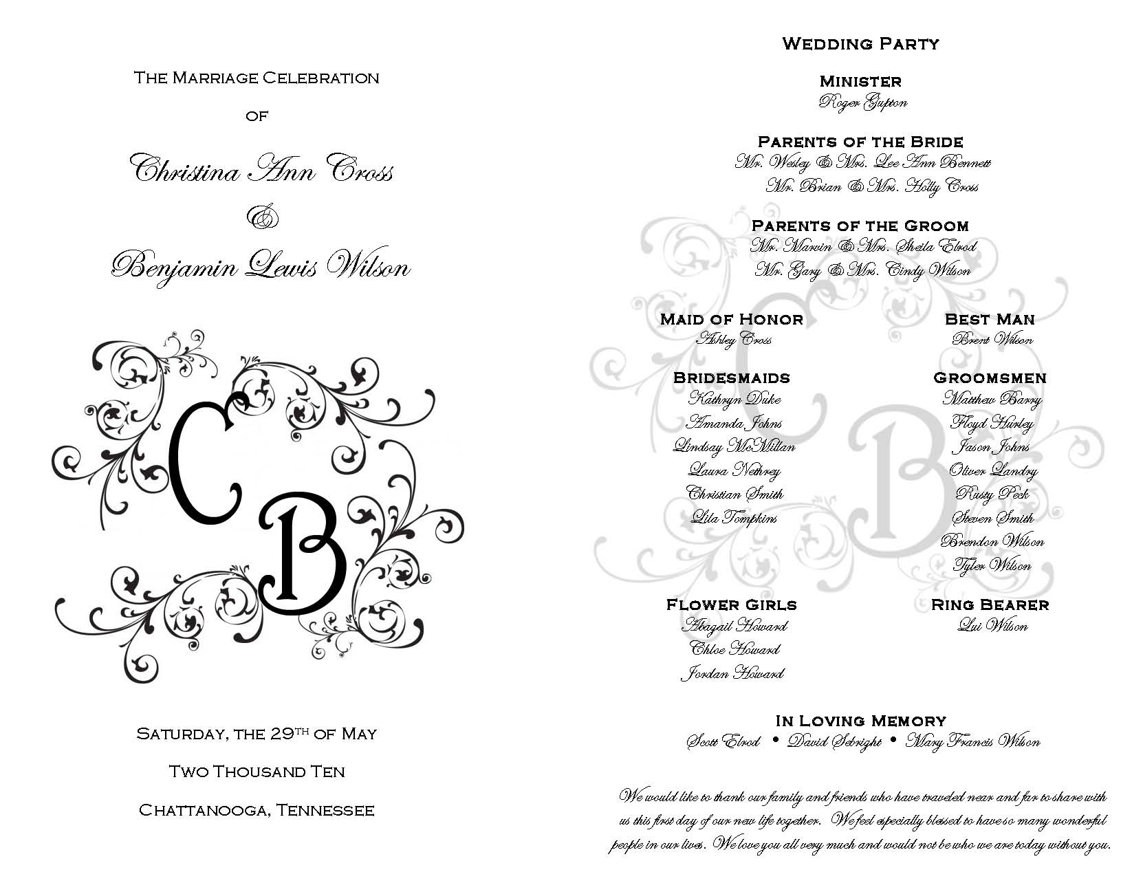 Free Printable Wedding Program Templates