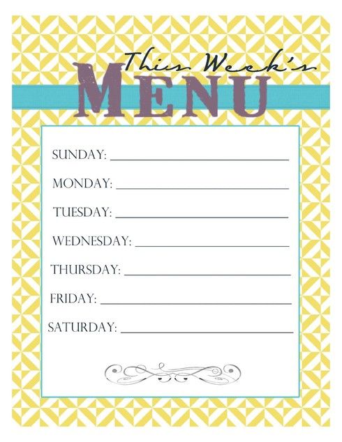 Menu Planner Template Free Download