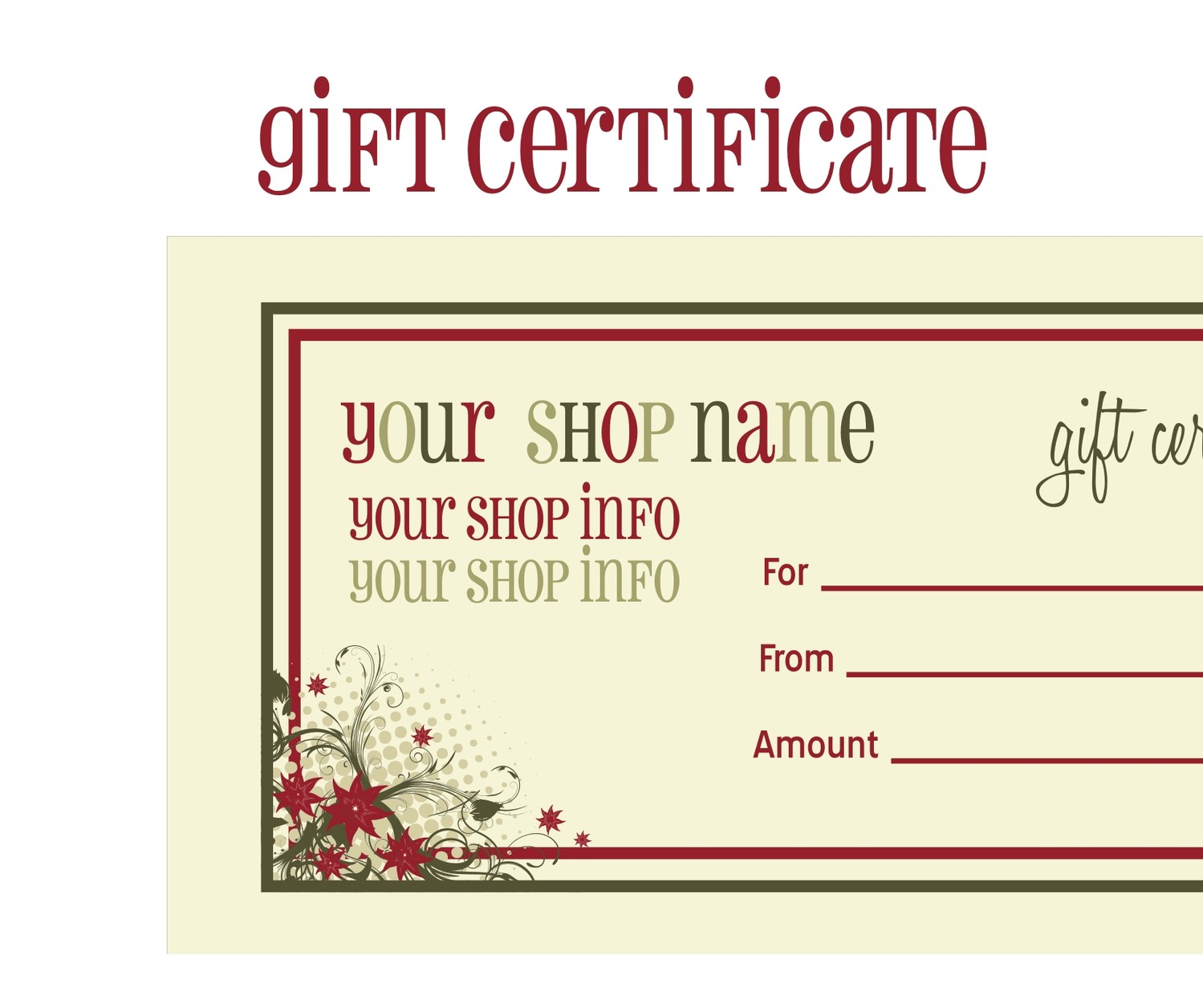 Printable Templates Editable Printable Christmas Gift Certificate Template Free
