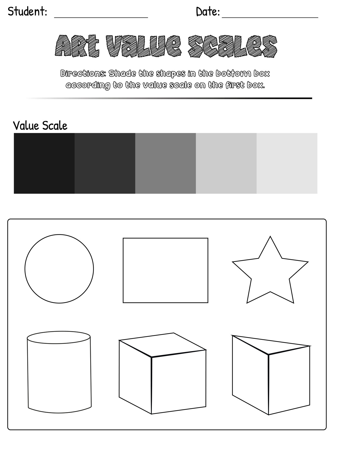 6 Best Images Of Value Scale Worksheet Printable Shading Value Scale