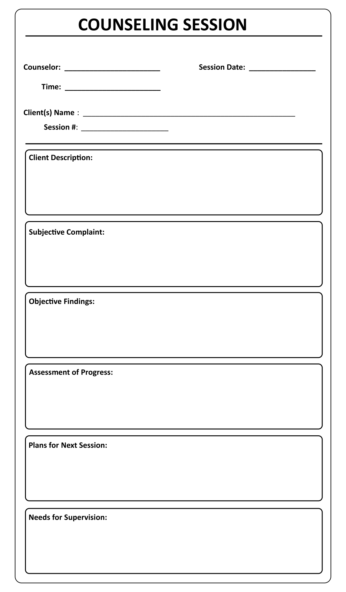 Counselling Notes Template