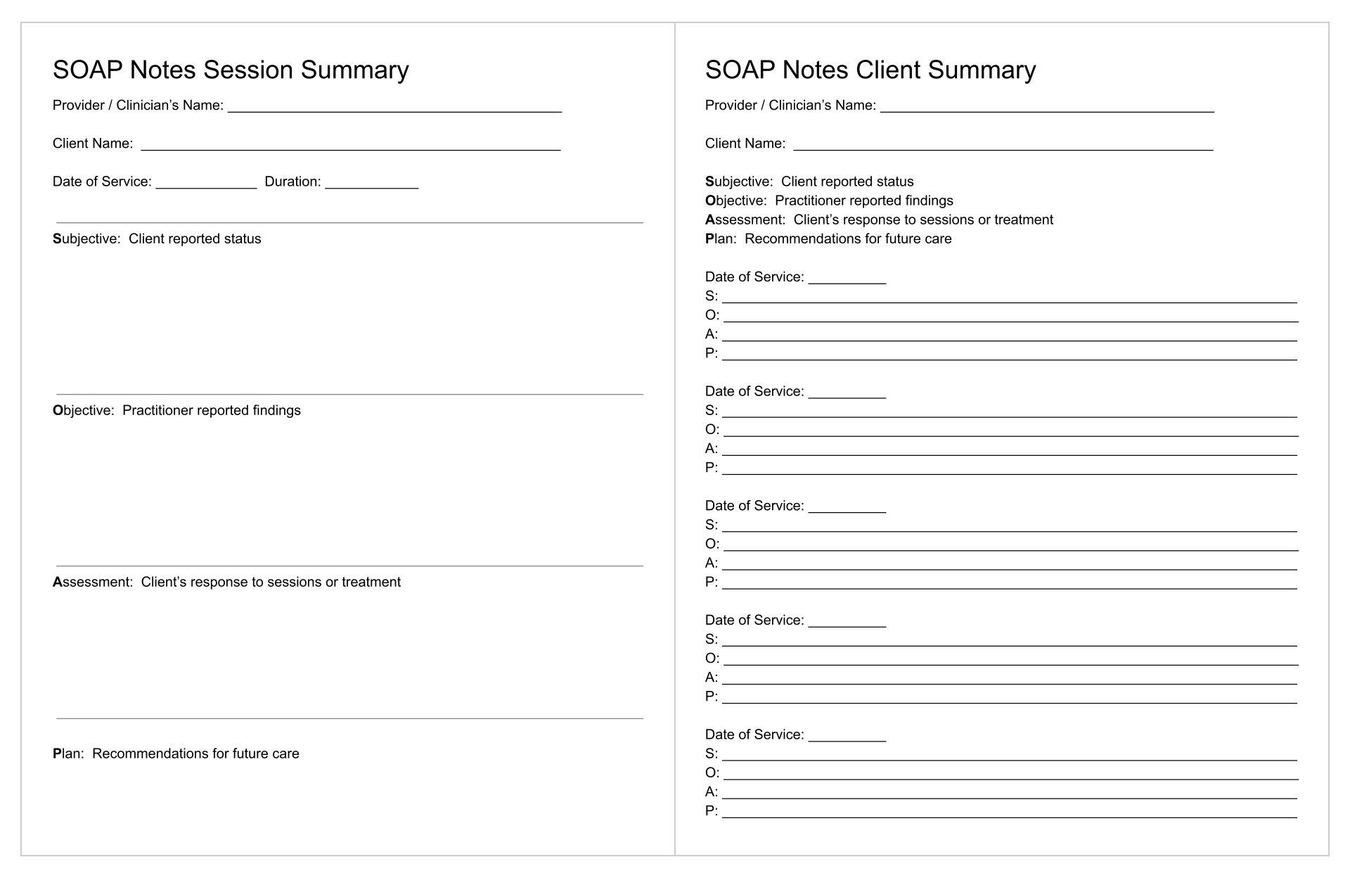 Counselling Session Notes Template