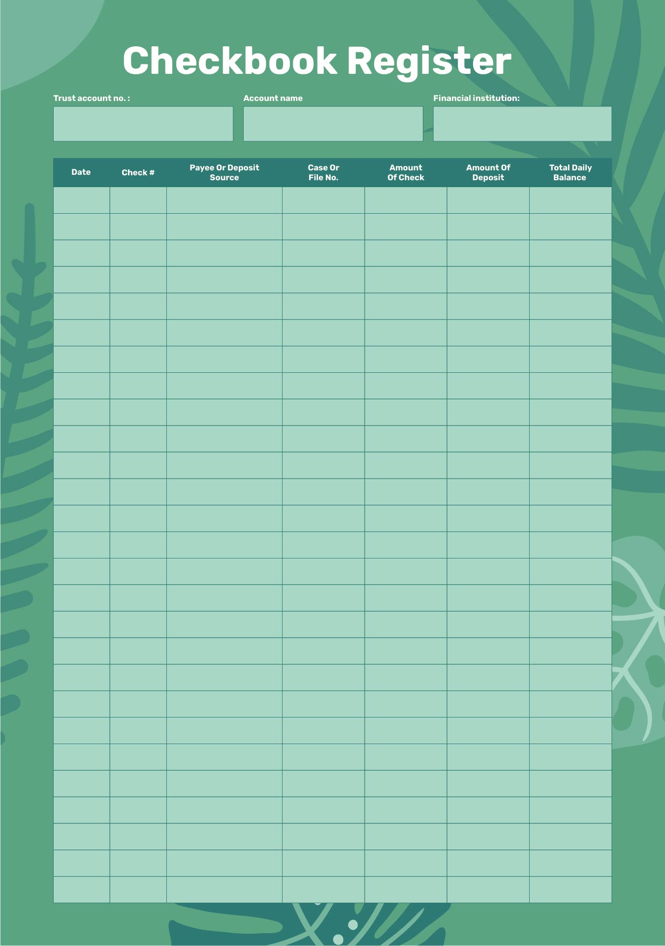 7 Best Images Of Personal Check Register Printable Free Printable