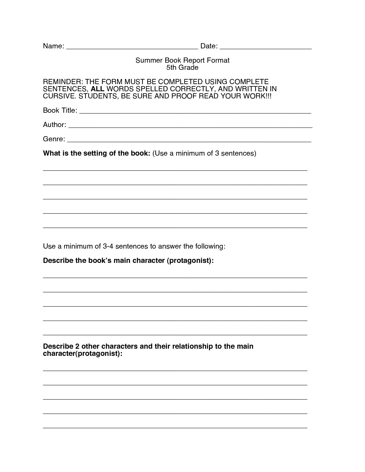 5th grade book report layout 5th grade book report layout picture