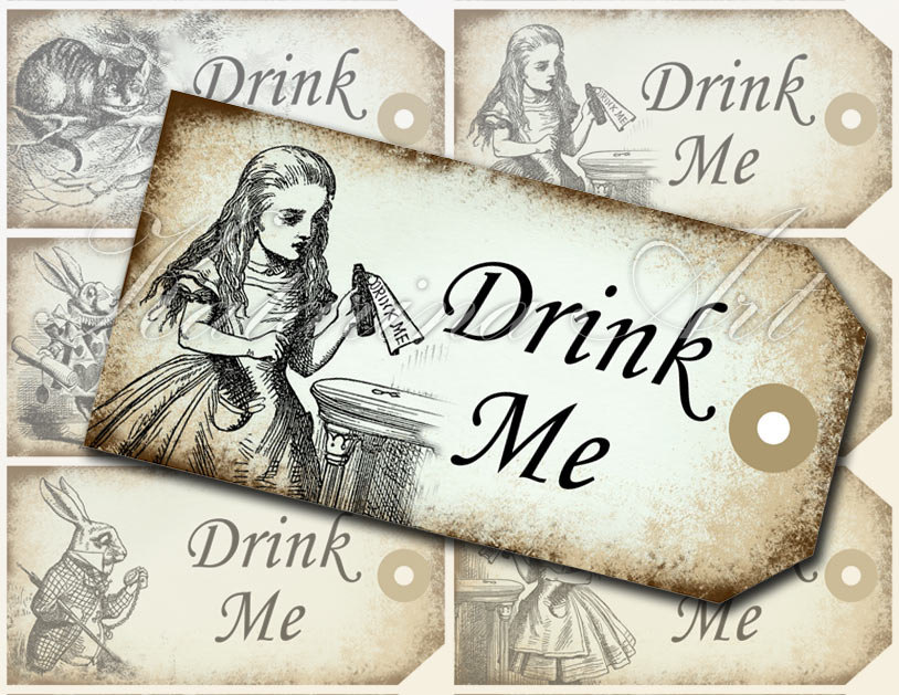8 Best Images Of Drink Me Labels Printable Free Printable Alice In Wonderland Drink Me Tag
