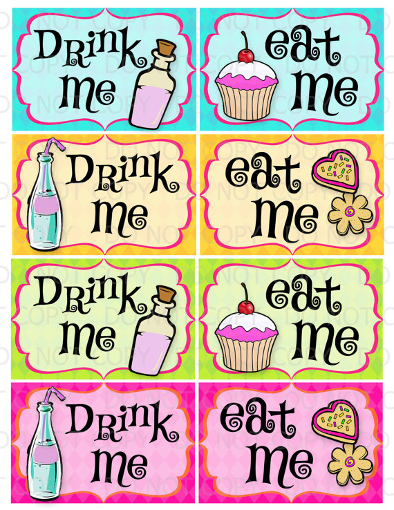 Free Printable Alice In Wonderland Drink Me Labels Printable