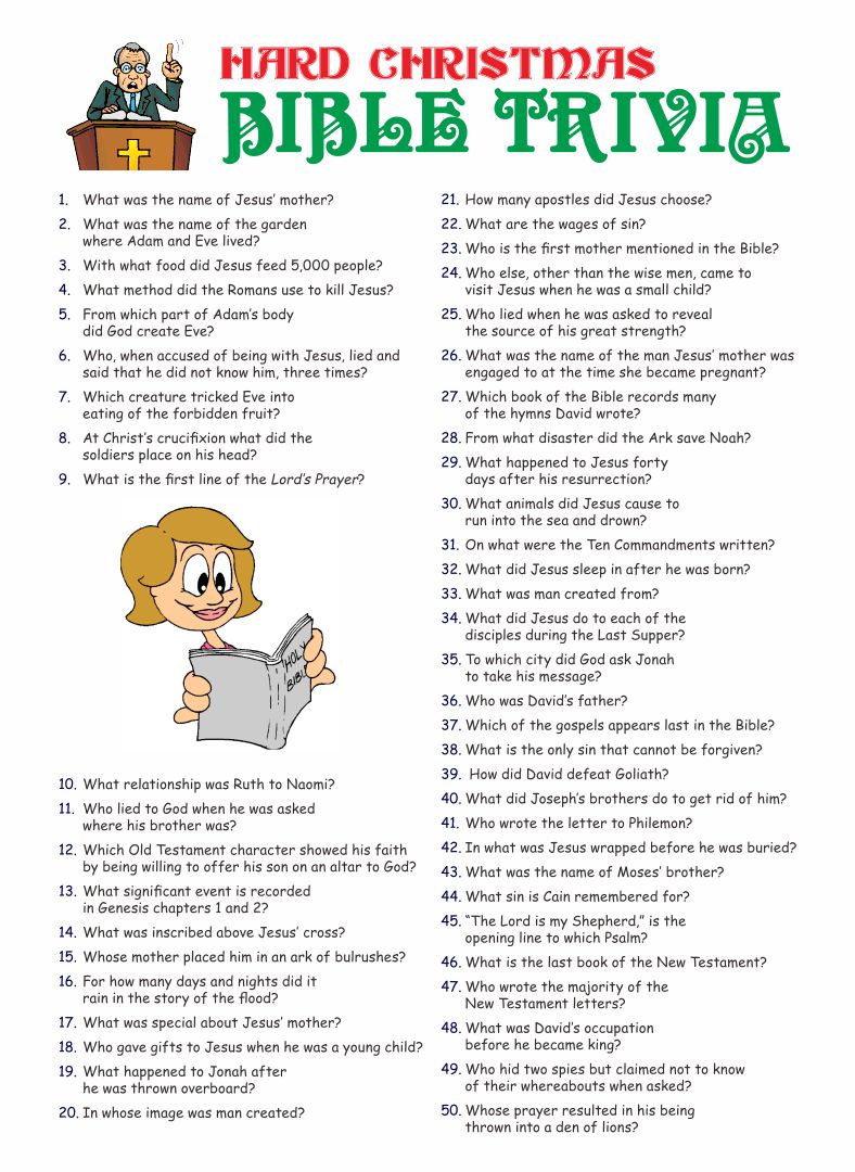 Free Printable Christmas Bible Trivia With Answers