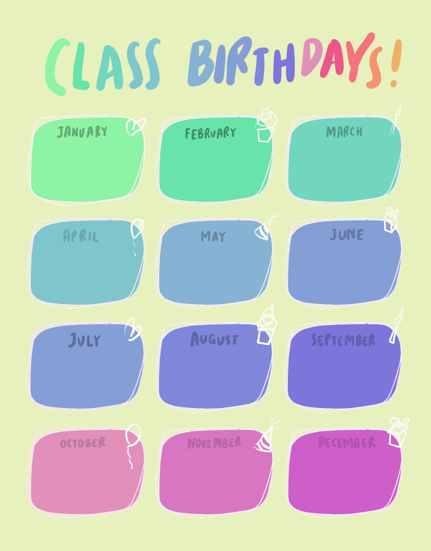 6 Best Images Of Classroom Birthday Calendar Printable Classroom