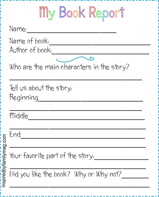 Free book report ideas for 3rd grade