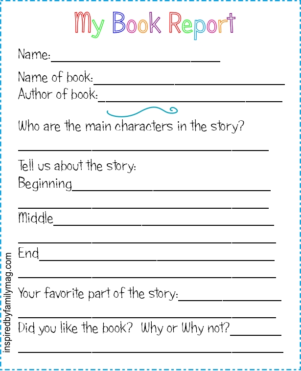 Sample book report for 5th grade