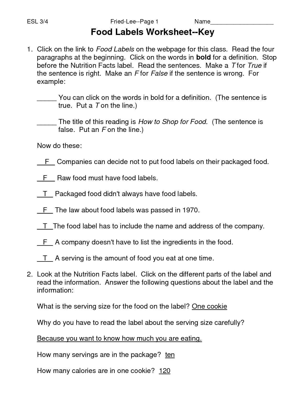 5 Best Images of Printable Food Label Worksheet  Food Nutrition Labels Worksheet, Food 