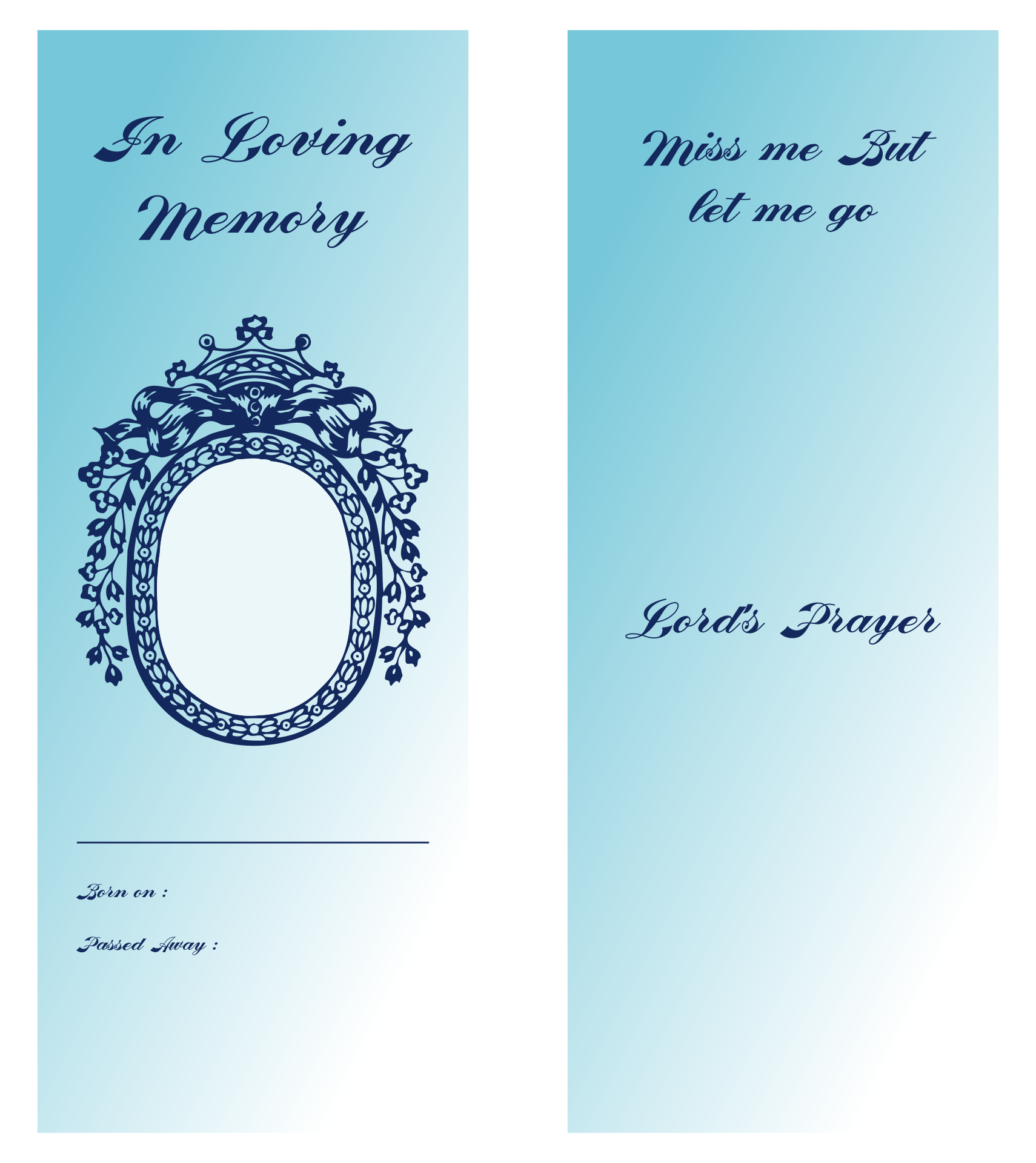 Printable Editable Funeral Bookmarks Template Free