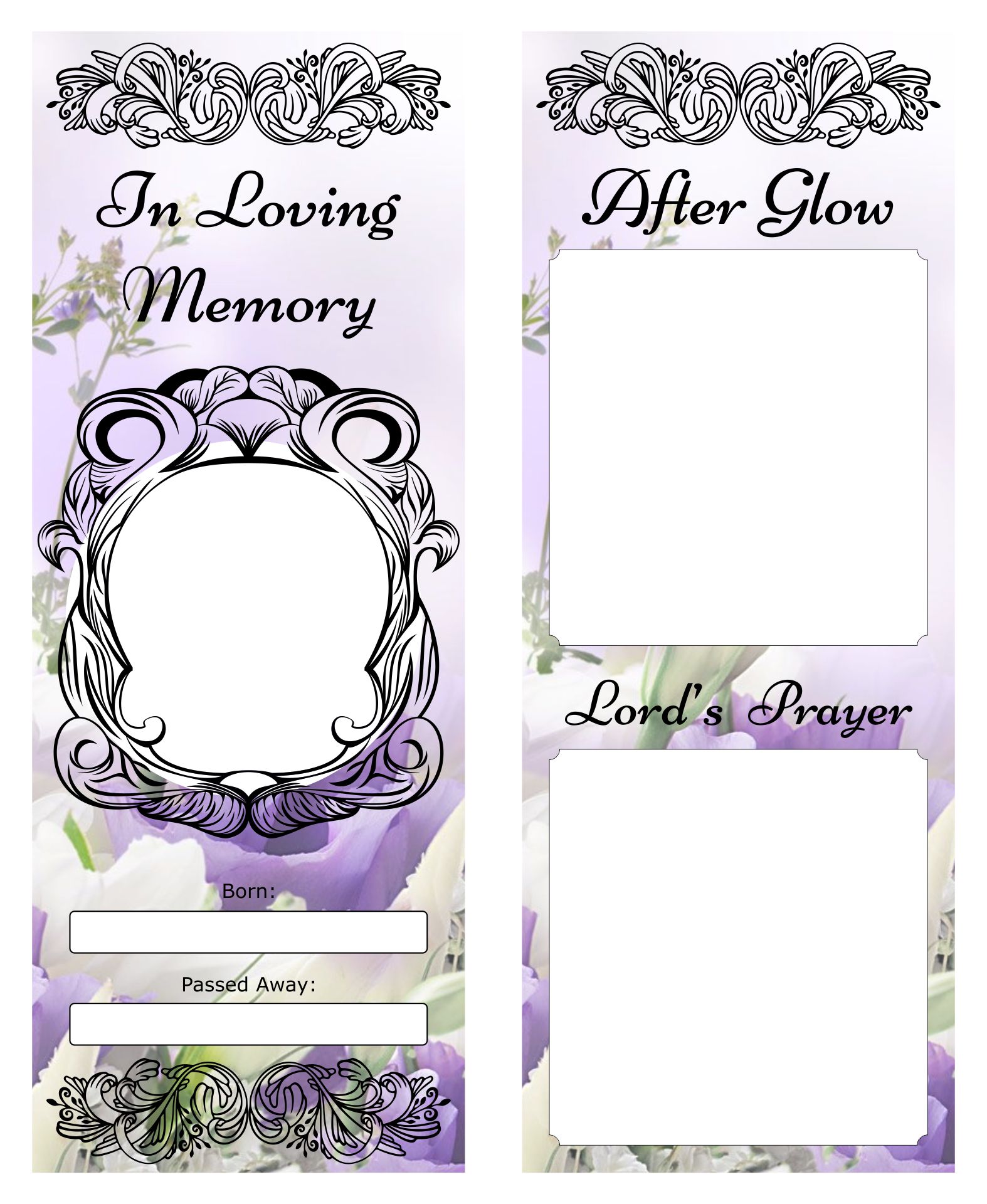 Printable Editable Funeral Bookmarks Template Free