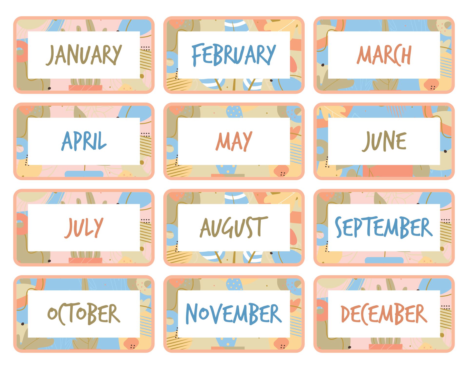 Free Printable Months Of The Year Labels