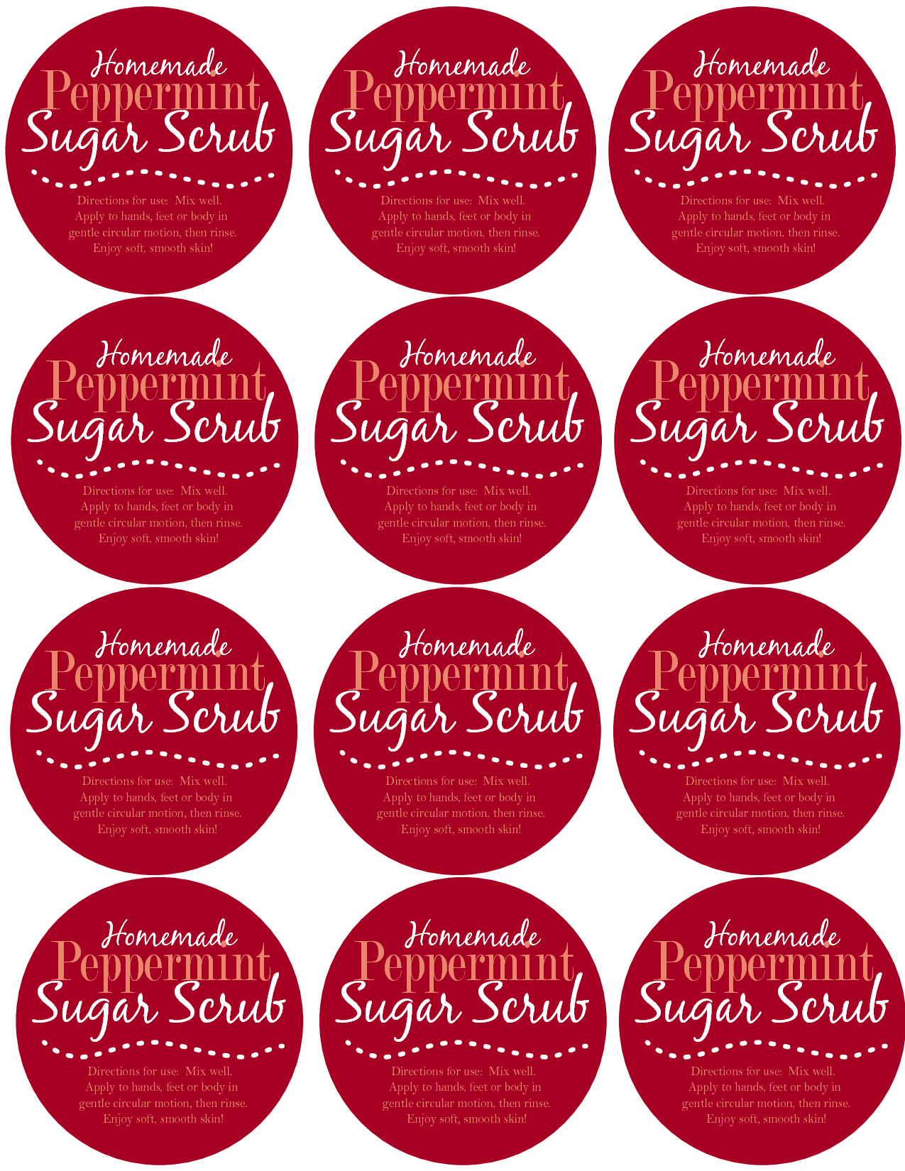 9 Best Images Of Peppermint Sugar Scrub Labels Printable Peppermint 