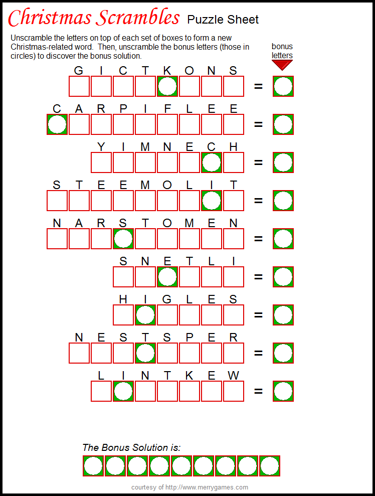 Free Christmas Printable Puzzles