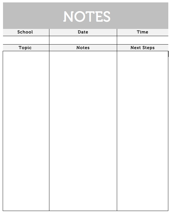 Note Taking Template Word