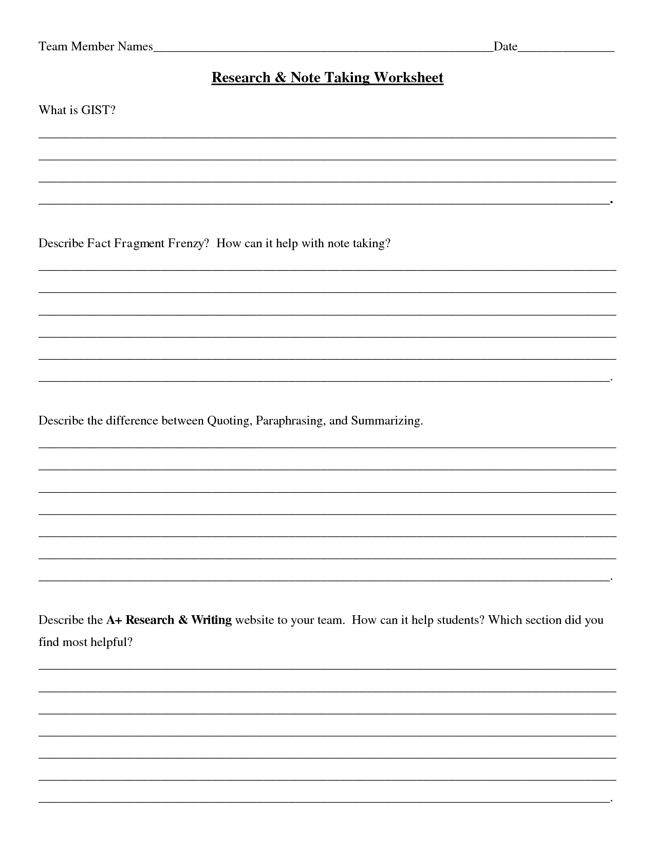 Notes Outline Template