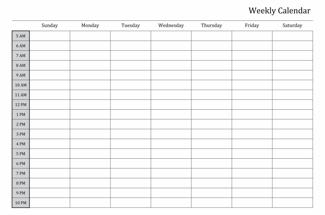 Weekly Calendar Printable With Time Slots