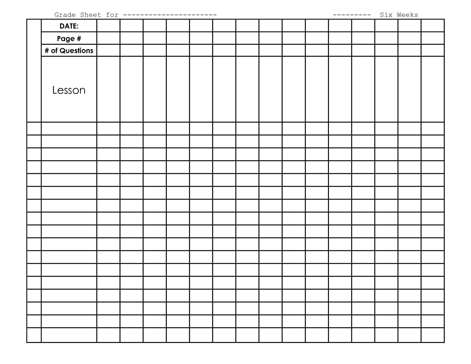 7 Best Images Of Printable Grade Sheet For Students Student Grade