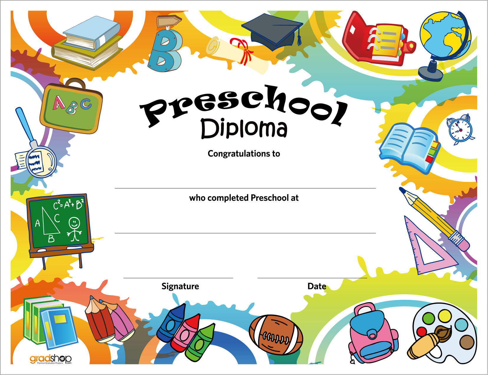 21 PRINTABLE PRESCHOOL DIPLOMA FREE Inside Preschool Graduation Certificate Template Free