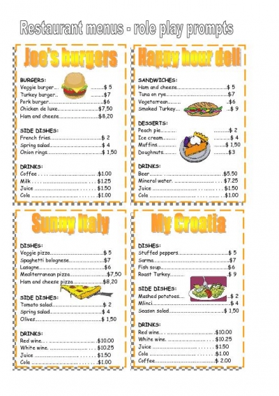 Free Printable Restaurant Menu Templates