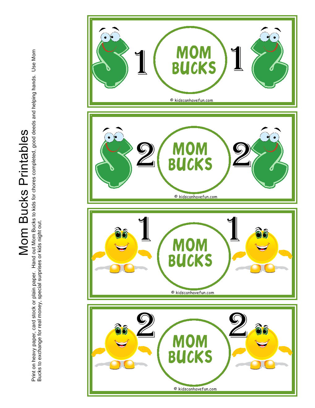 8 Best Images of Mom And Dad Printables Mom Bucks Printable, Father's