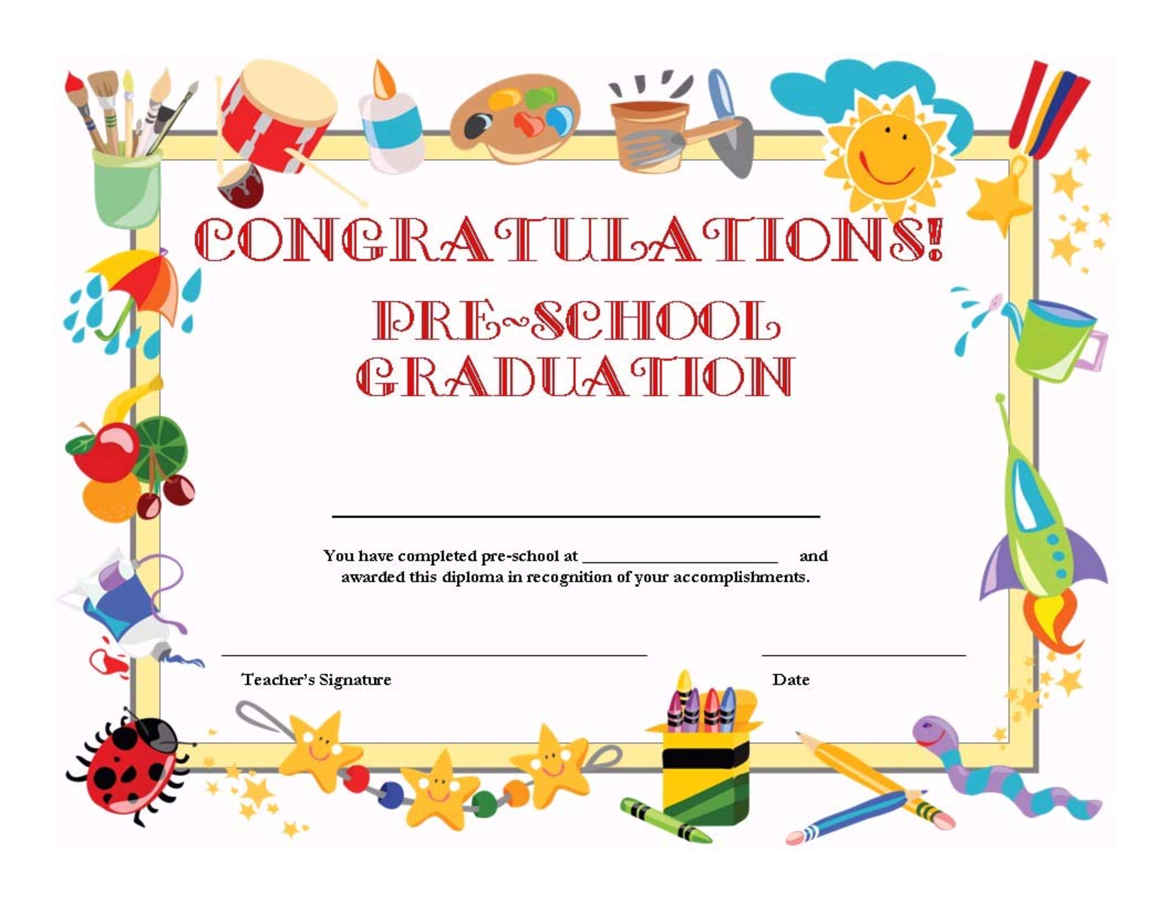 6 Best Images Of Preschool Graduation Certificates Free Template 