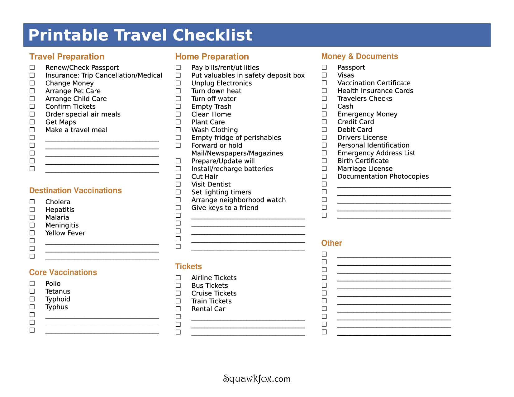 5 Best Images of International Travel Checklist Printable Business