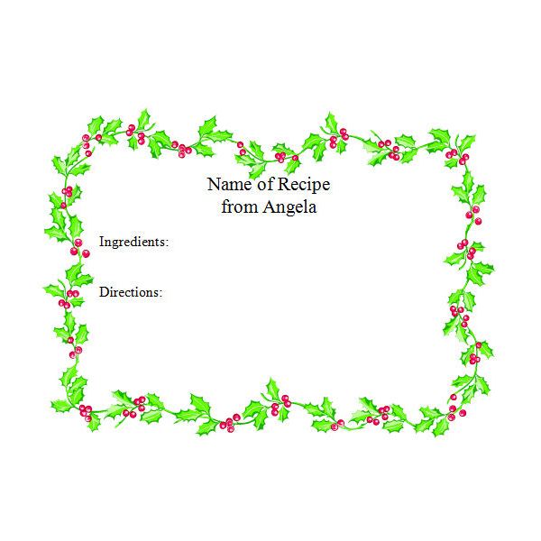 6 Best Images Of Customizable Printable Christmas Recipe Card Template 