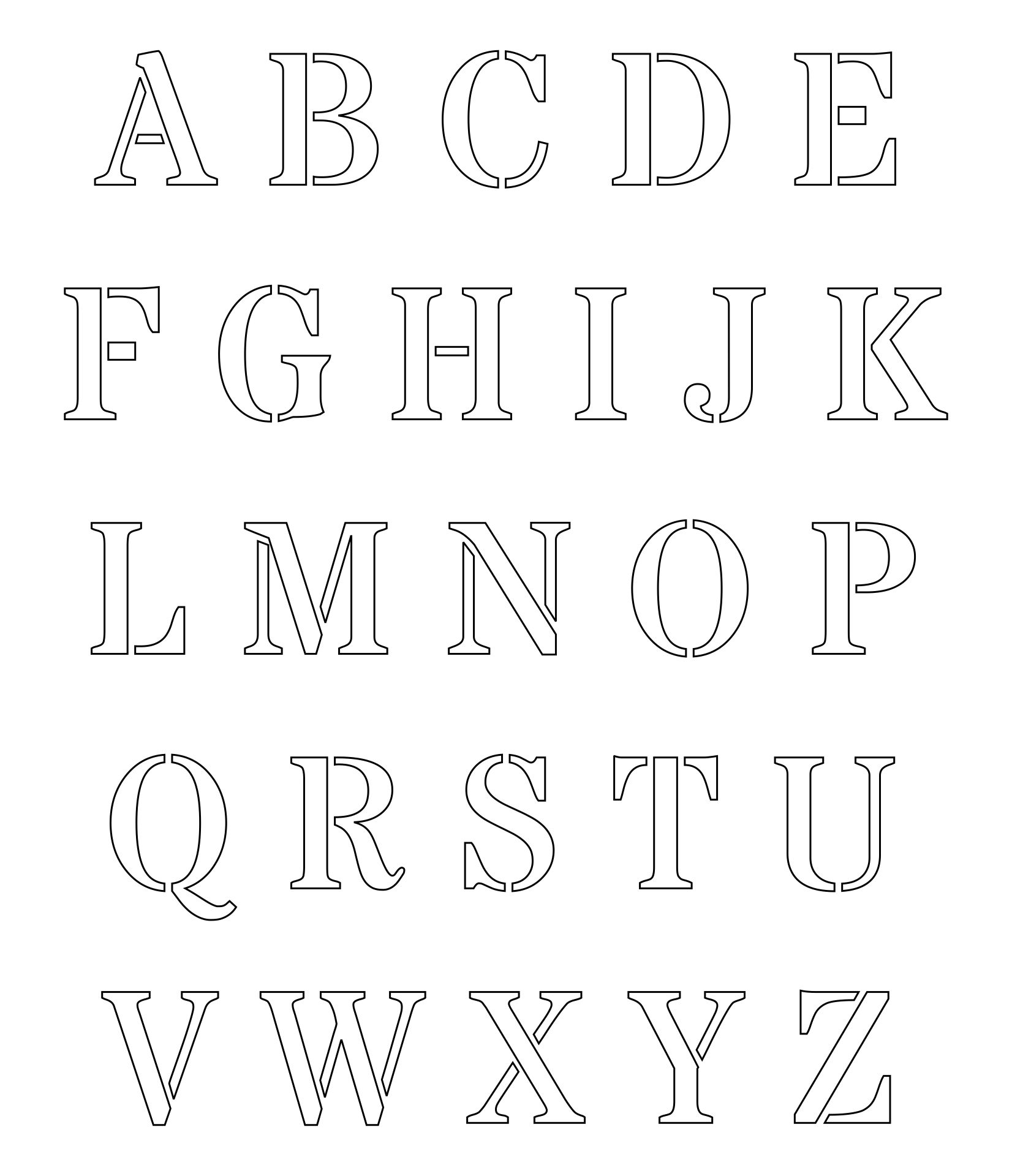 2 Inch Alphabet Letters Printable Template  Printable letter templates, Alphabet  letter templates, Free printable alphabet letters