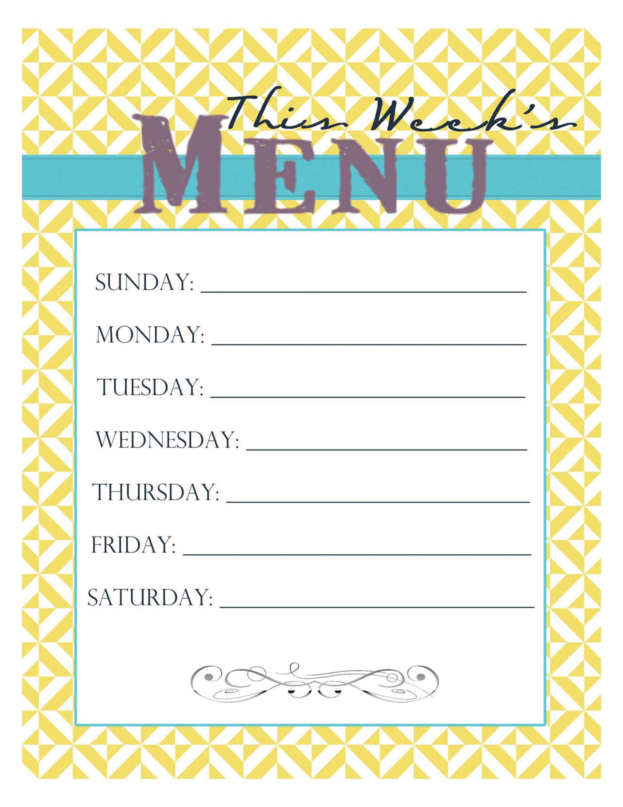 Free Printable Menus