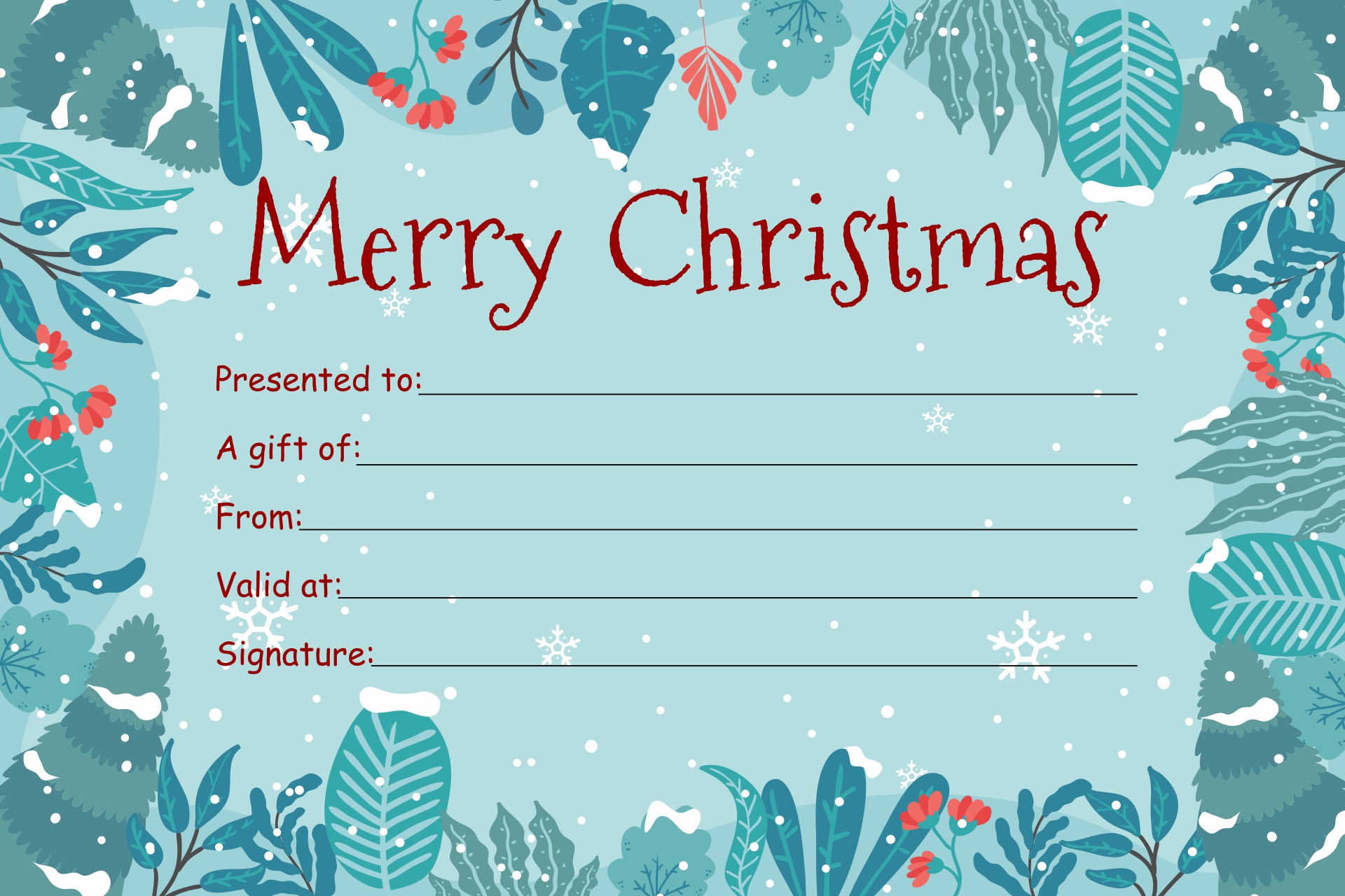 Christmas Gift Certificates Free Printable