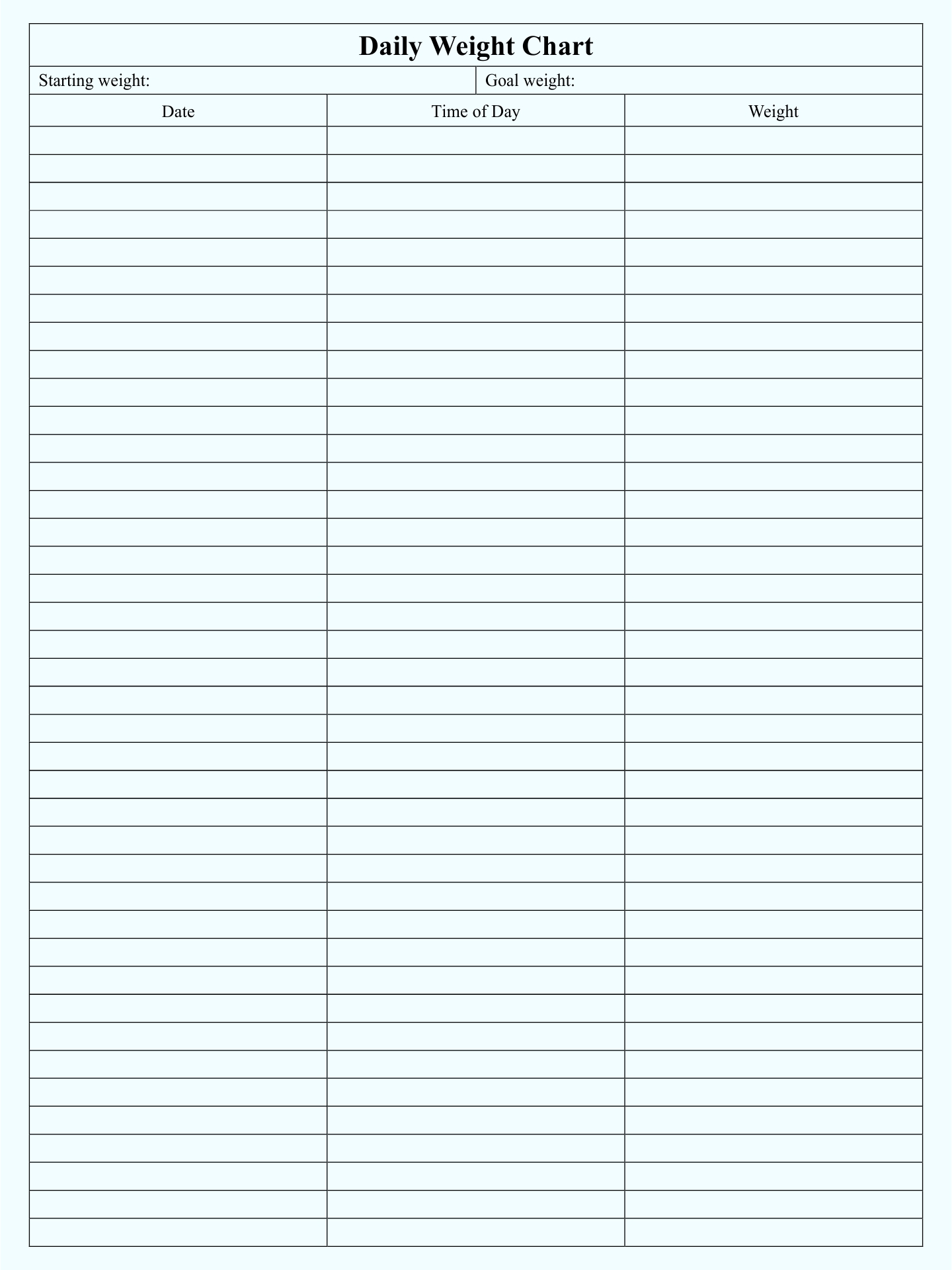 Printable Weight Loss Chart Template from www.printablee.com