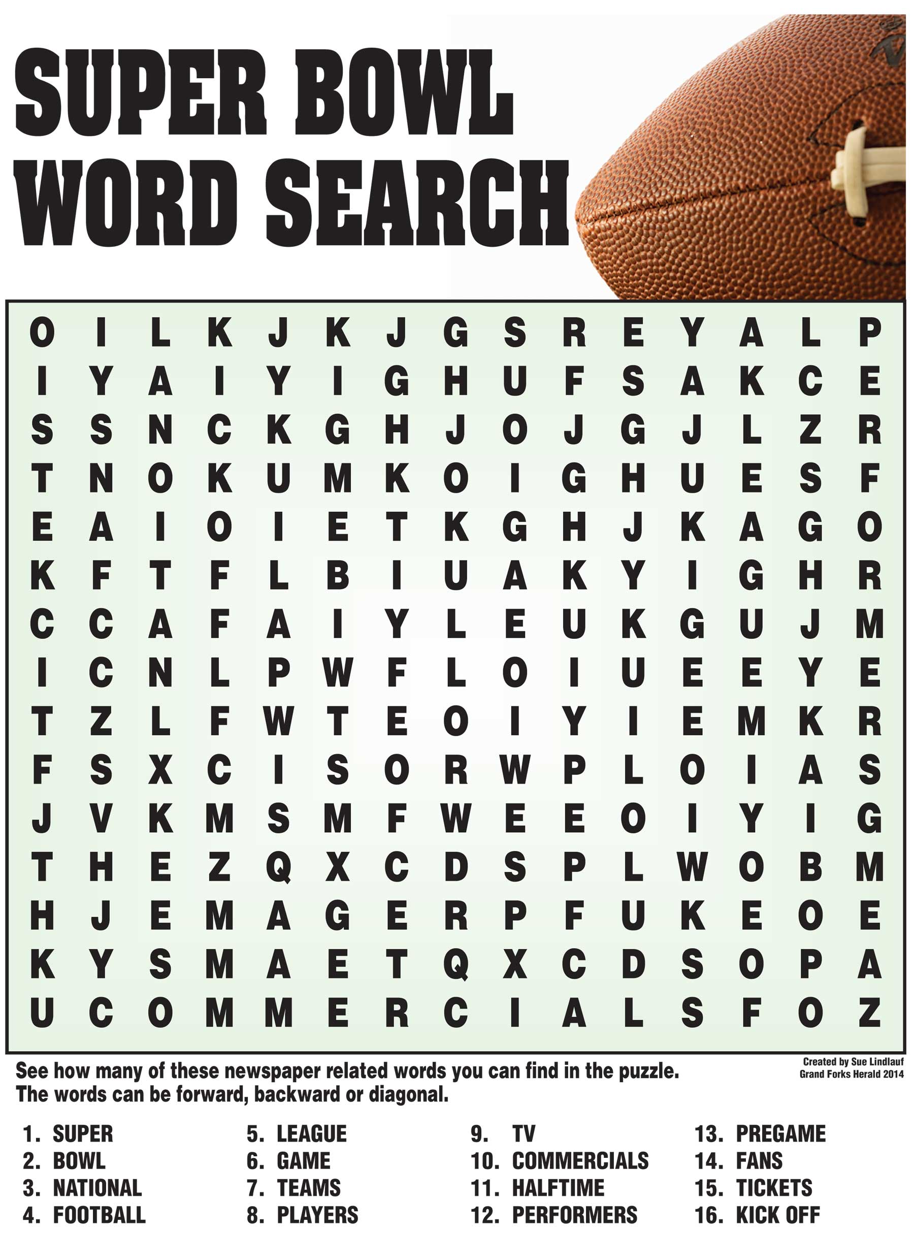 Super Bowl Word Search Printable 161429 