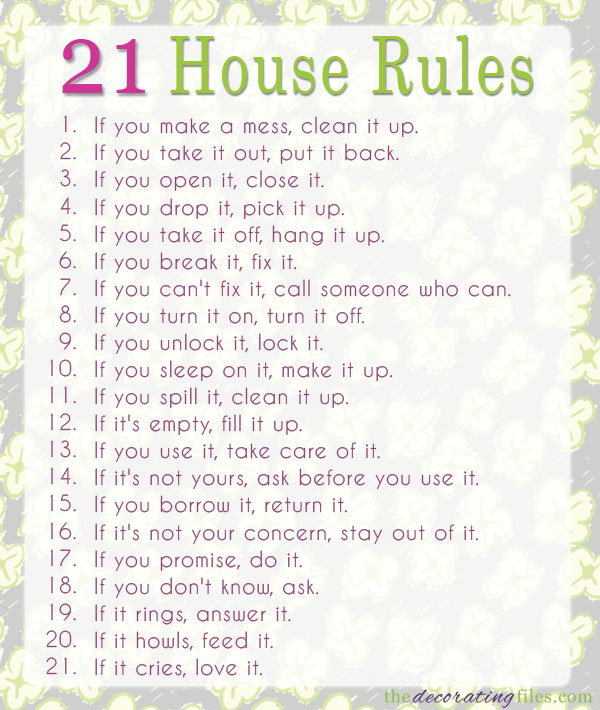 Free Printable House Rules Templates free-printable-house-rules-templates