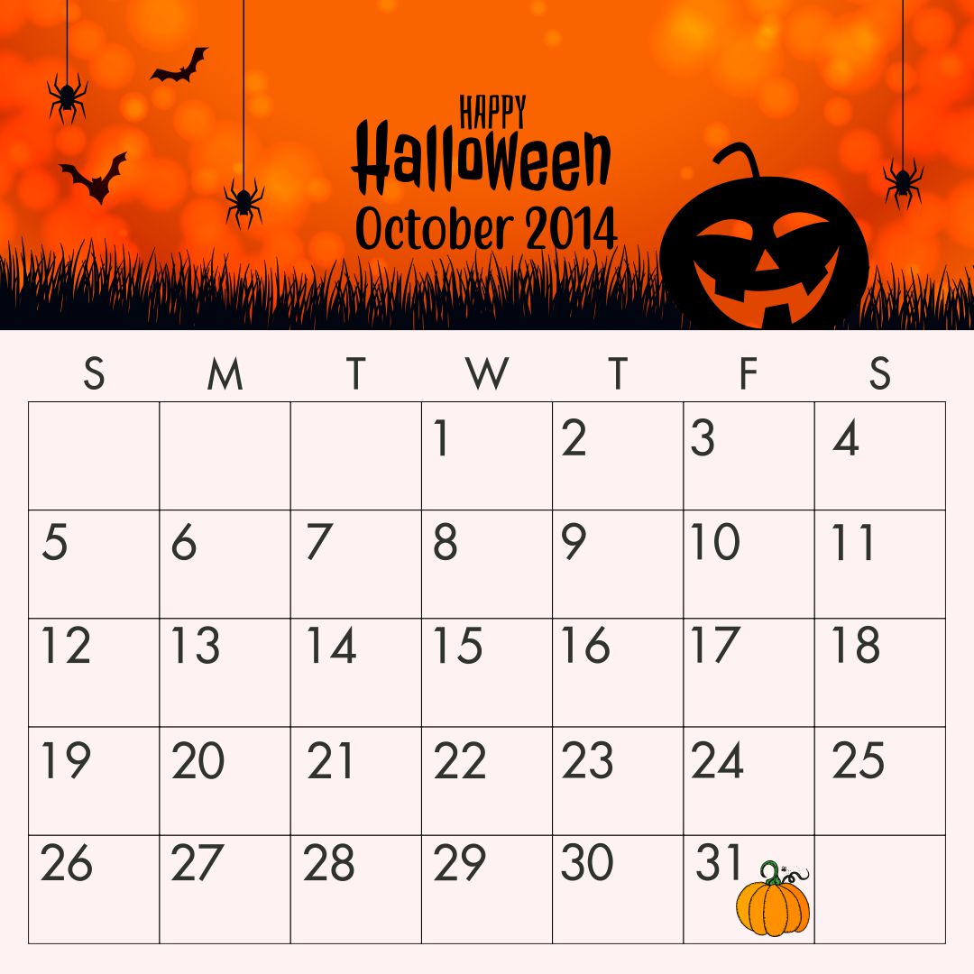 6 Best Images of Halloween October 2014 Calendar Printable Halloween