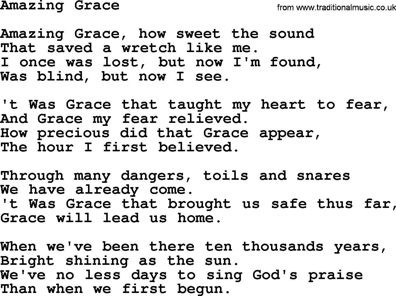 Free Printable Amazing Grace Lyrics