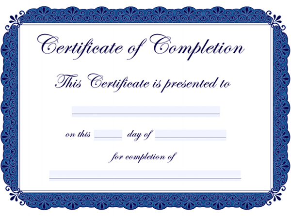 Blank Certificate Of Completion Template Blank Certificates Gambaran
