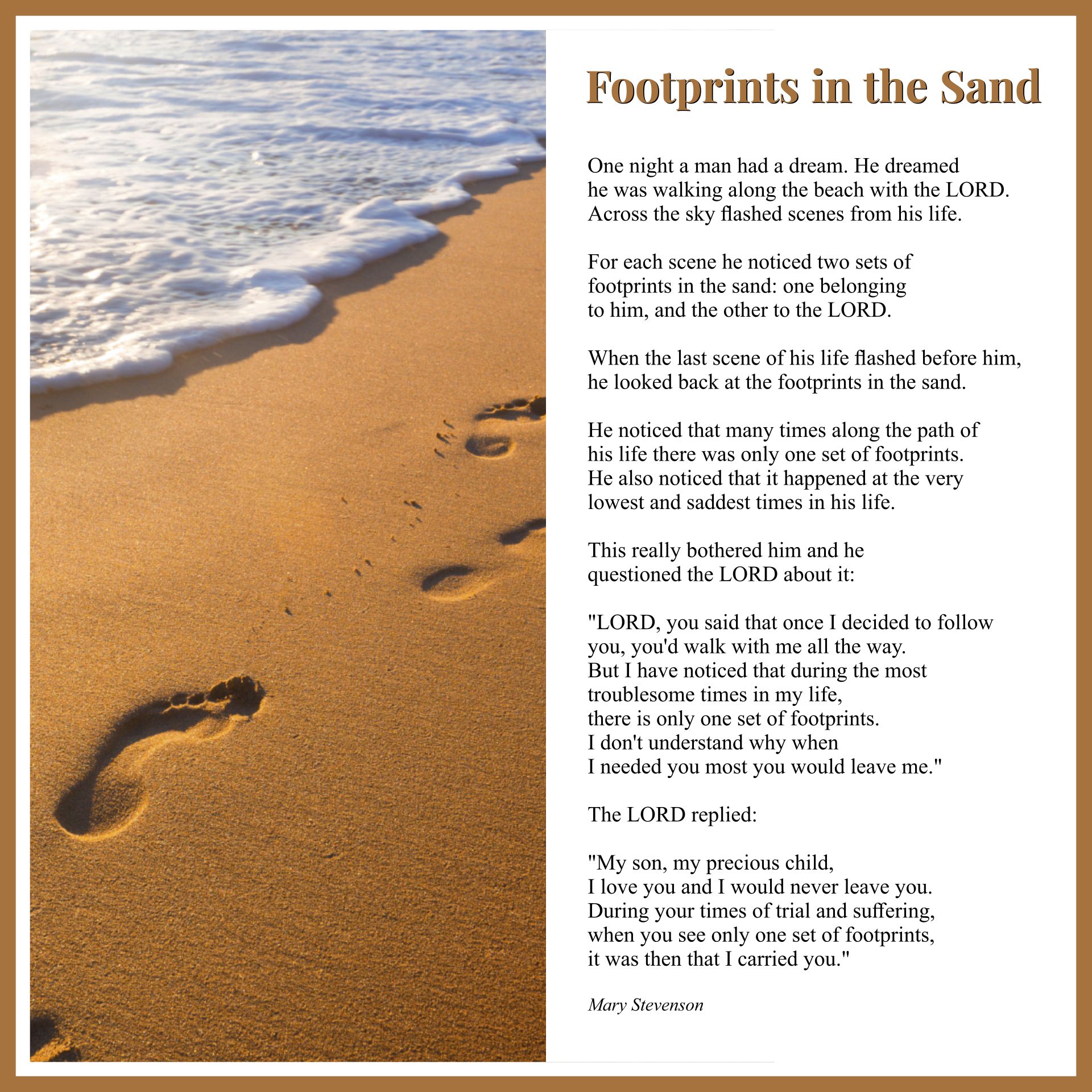 7 Best Images of Printable Footprints In The Sand Footprints Sand Poem Printable, Footprints