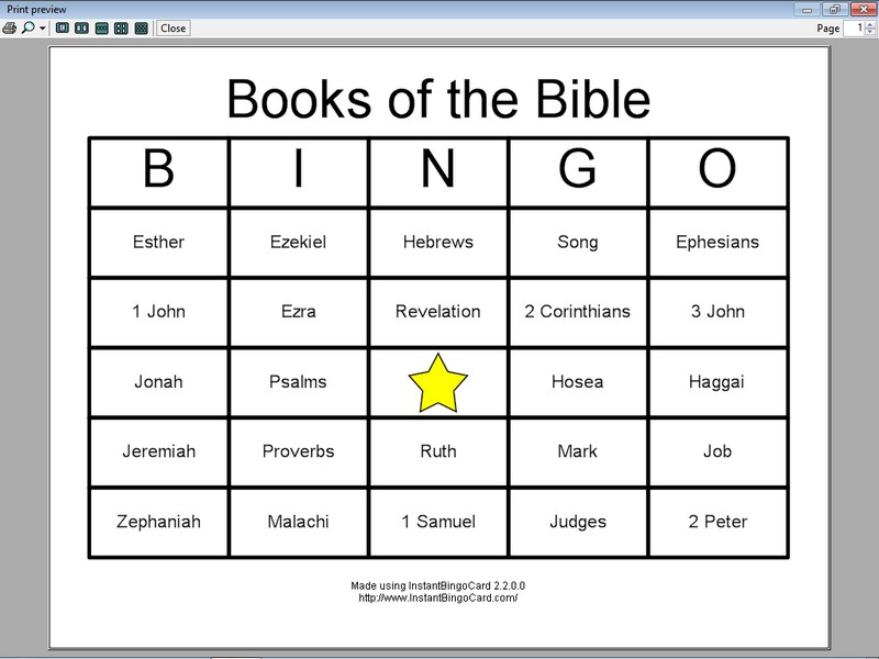 Free Printable Bible Bingo Cards