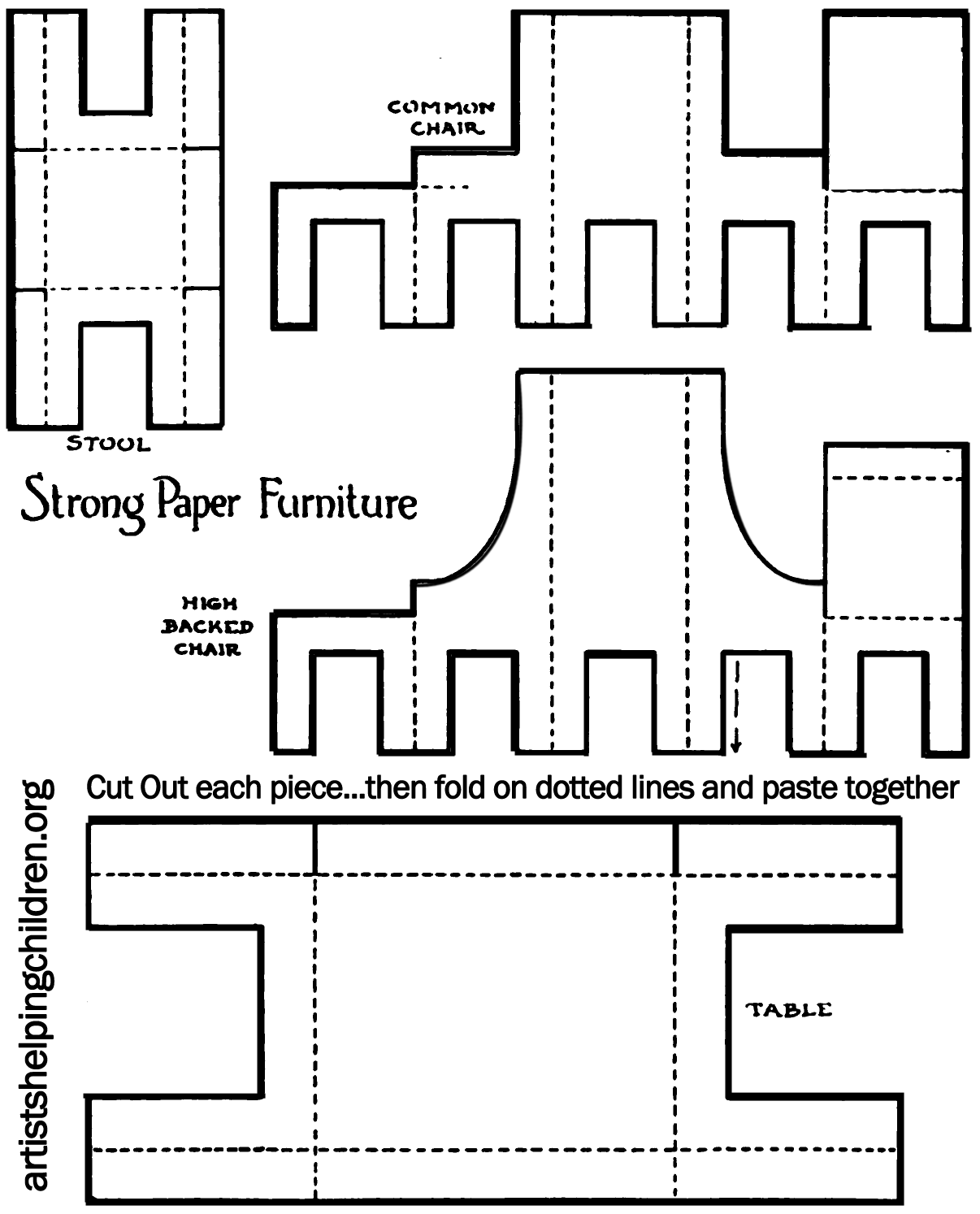 Cut Out Free Printable Dollhouse Furniture Templates