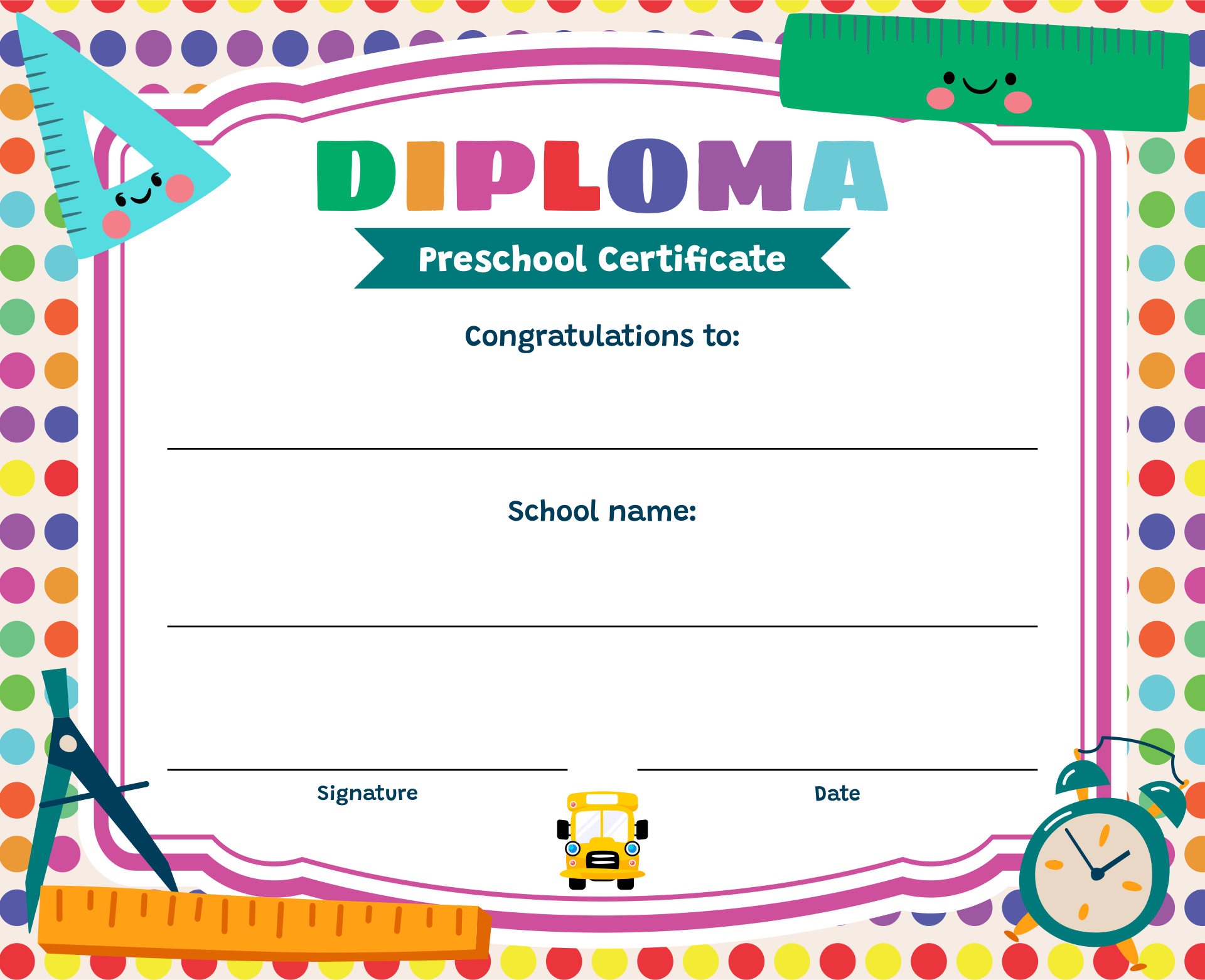5 Best Images of Free Printable Preschool Diploma Certificates Free