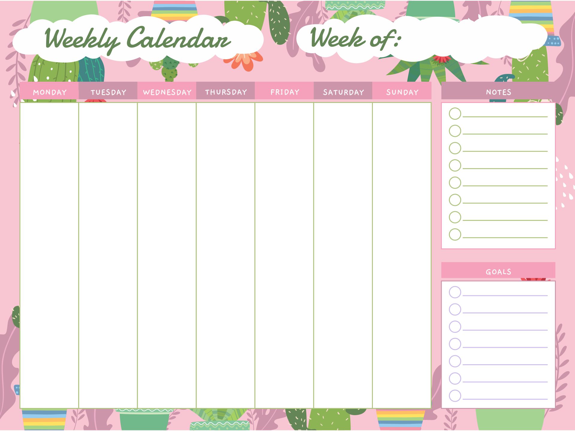 of Cute Printable Weekly Calendar Sheets  Printable Weekly Calendar 