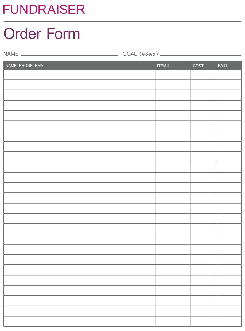 Free Printable Fundraiser Forms Printable Templates