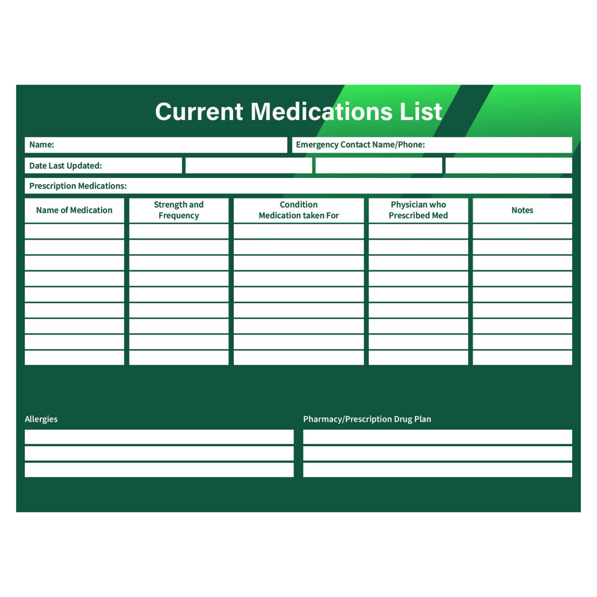 Free Printable Wallet Size Medication Card