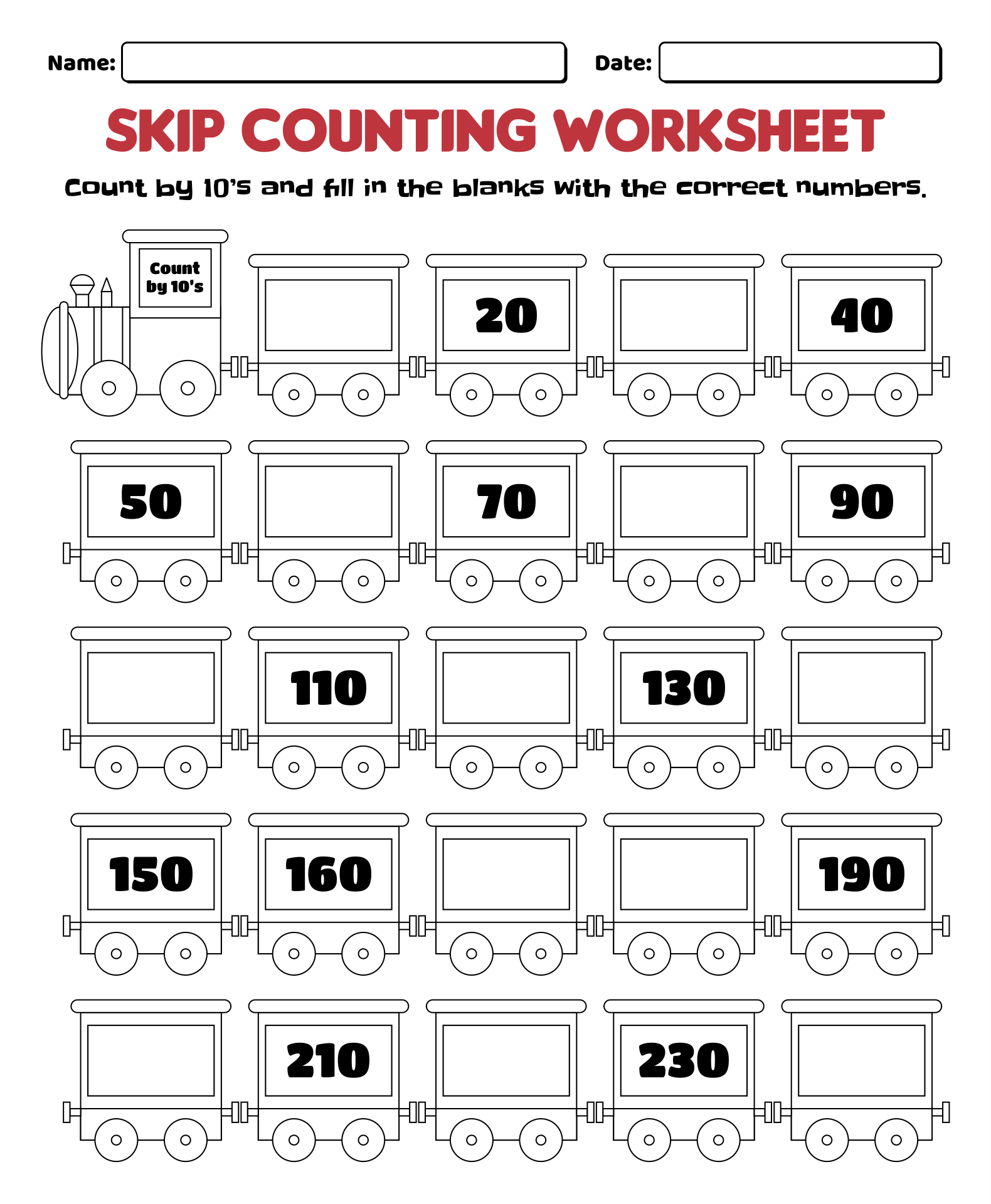 8 Best Images Of Free Printable Skip Counting Worksheets Printable